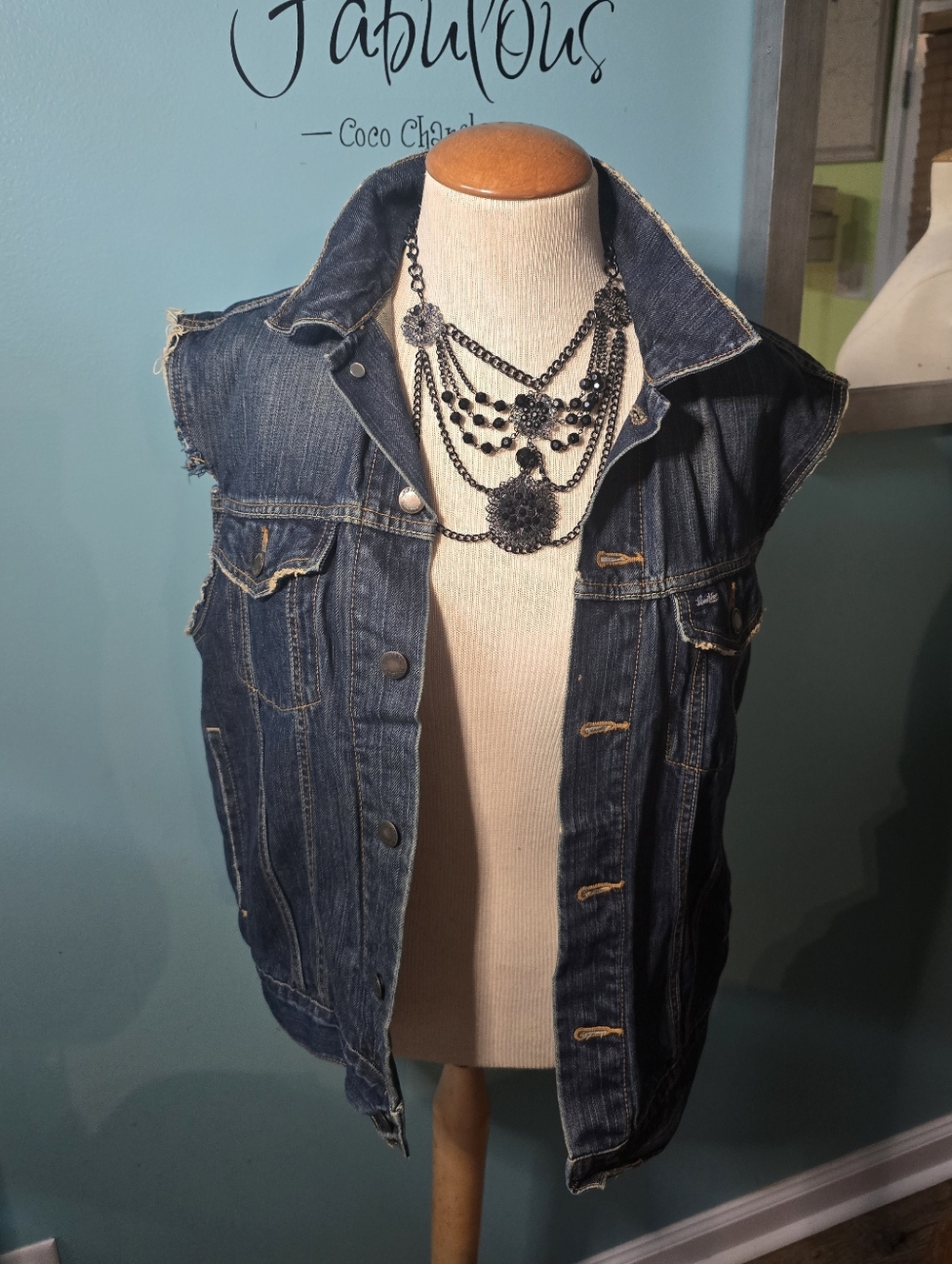 Levi's Navy Label on Denim Interior with Gold Stitching